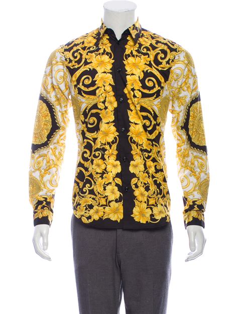 versace button up gold shirt|big and tall Versace shirts.